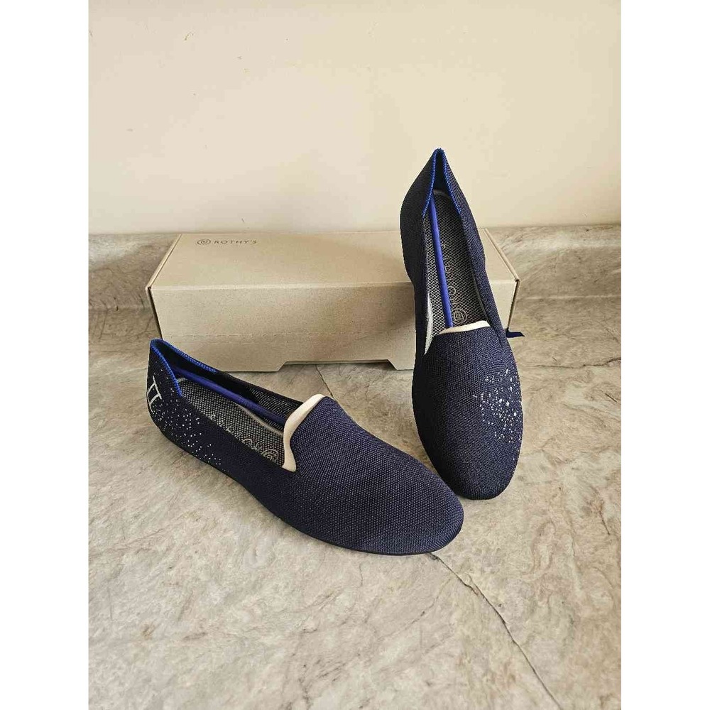 Rothy's Loafer Gemini Navy Silver Knit Flats Women's 11.5